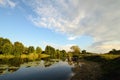 Rural sunset geese landscape Royalty Free Stock Photo