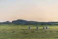 Rural sunset landscape over Ness coutryside, isle of lewis, Scotland