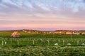 Rural sunset landscape over Ness coutryside, isle of lewis, Scotland