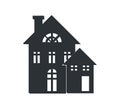 Rural Three Storey Building Black Silhouette Icon