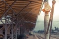 Rural train station in the lonely morning. Royalty Free Stock Photo