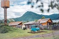 Rural view on buildings and old car part Royalty Free Stock Photo