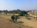 aerial view of a tilled lands for farming and agriculture in rural India