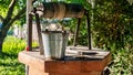 Rural well with a bucket