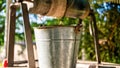 Rural well with a bucket