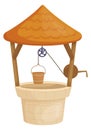 Rural well cartoon icon. Fresh water source Royalty Free Stock Photo