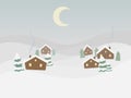 Rural winter landscape cartoon vector illustration