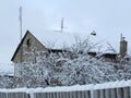 Rural winter landscape, a lot of snow Royalty Free Stock Photo