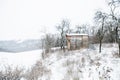 Rural winter landscape of snowy day Royalty Free Stock Photo