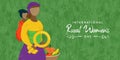 Rural women day card mother worker with vegetable