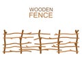 Rural wooden farm branches fence rustic wood construction