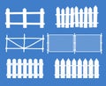 Rural wooden fences, pickets vector silhouettes