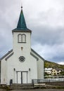 Rural wood church in Honningsvag, Norway Royalty Free Stock Photo