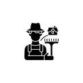 Rural workers black glyph icon