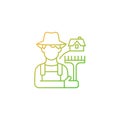 Rural workers gradient linear vector icon