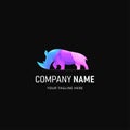Colorful Rhino Logo Design. Gradient Style Animal logo