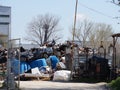 Base for receiving metal waste outdoors, scrap metal warehouse Royalty Free Stock Photo