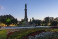 Sunset view of Monument of Freedom in city of Ruse, Bulgaria