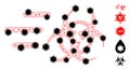 Rush Biohazard Wireframe Mesh Icon with Virus Parts Royalty Free Stock Photo