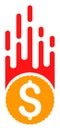 Flat Raster Rush Falling Dollar Icon Royalty Free Stock Photo