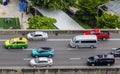 Rush hour big heavy traffic jam in busy Bangkok Thailand