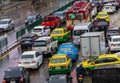 Rush hour big heavy traffic jam in busy Bangkok Thailand Royalty Free Stock Photo