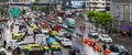 Rush hour big heavy traffic jam in busy Bangkok Thailand