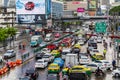 Rush hour big heavy traffic jam in busy Bangkok Thailand