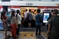 Rush hour at BTS public train Siam Station in Bangkok