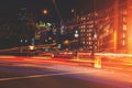 Rush hour car traffic light trails in London at night Royalty Free Stock Photo