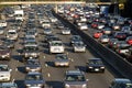 Heavy traffic jam during rush hour in Los Angeles, California Royalty Free Stock Photo