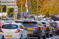 Rush hour with slow riding car traffic in Arnhem, The Netherlands Royalty Free Stock Photo