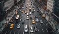 Rush hour traffic jam blurs city life in high angle view generated by AI Royalty Free Stock Photo
