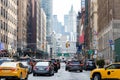 Rush hour traffic jam with taxis and cars merging on Varick Street towards the Holland Tunnel in Manhattan, New York City Royalty Free Stock Photo