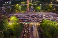 Rush hour traffic on the Semanggi bridge at night Royalty Free Stock Photo