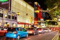 Rush hour traffic through Singapore Orchard Road decorated for Christmas