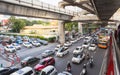 Rush hours and traffic jams at Siam Square Sukhumvit road, Bangkok, Thailand