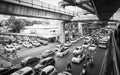 Rush hours and traffic jams at Siam Square Sukhumvit road, Bangkok, Thailand