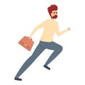 Rush job briefcase running icon, cartoon style Royalty Free Stock Photo