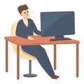 Rush job on computer icon, cartoon style Royalty Free Stock Photo