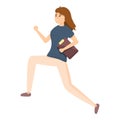 Rush job running woman icon, cartoon style Royalty Free Stock Photo