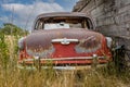 Rush Lake, SK- August 19, 2021: Rear view of an abandoned Borgward Isabella TS on the Saskatchewan prairies