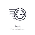 rush outline icon. isolated line vector illustration from time management collection. editable thin stroke rush icon on white Royalty Free Stock Photo
