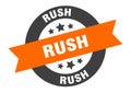 rush sign. rush round ribbon sticker. rush Royalty Free Stock Photo