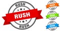 rush stamp. round band sign set. label