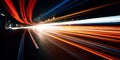 Rush of Twilight: Streaks of Speed. Speed light trails, Colorful glowing swirls. Generative AI