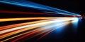Rush of Twilight: Streaks of Speed. Speed light trails, Colorful glowing swirls. Generative AI