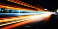 Rush of Twilight: Streaks of Speed. Speed light trails, Colorful glowing swirls. Generative AI