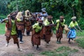 Batwa pygmies tribe people performing a traditional