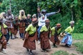 Batwa pygmies tribe people performing a traditional